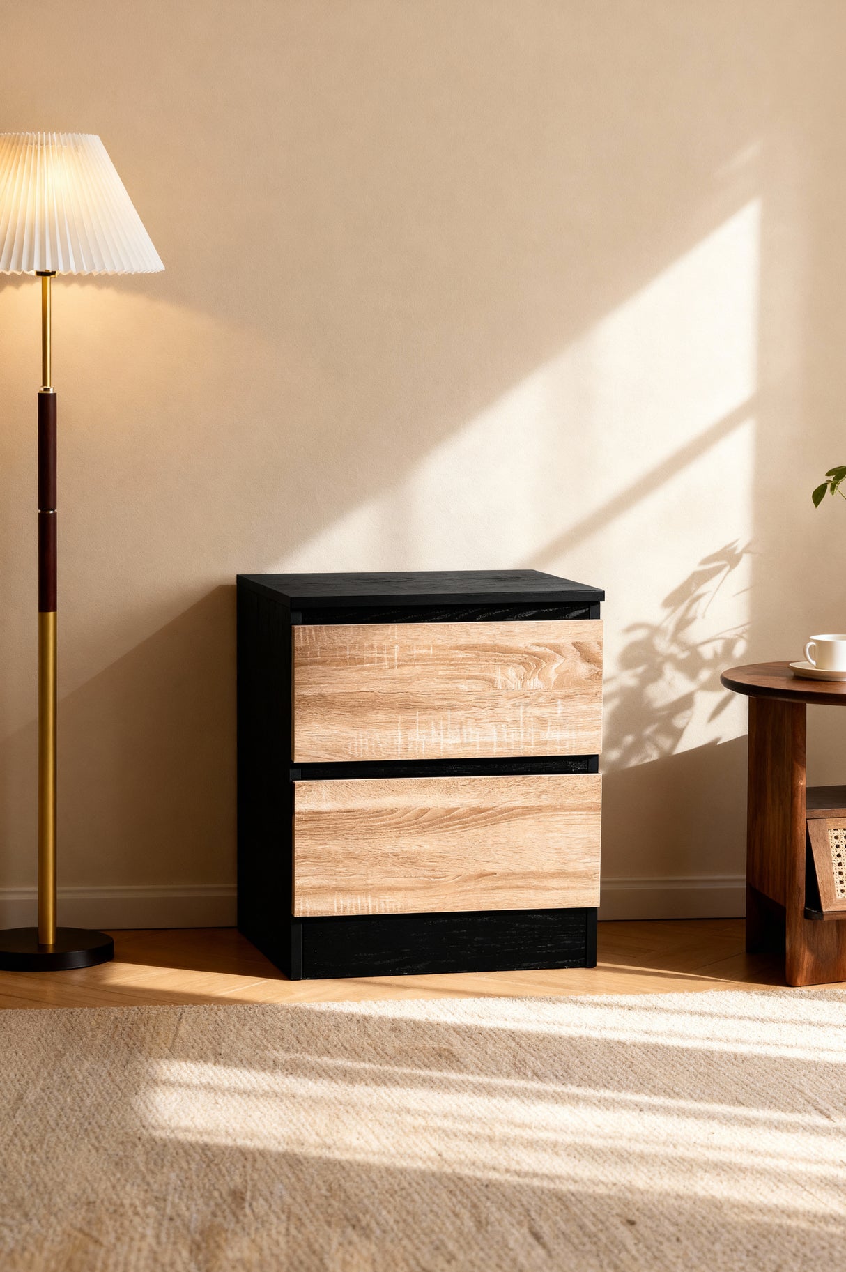 Woodsy Bedside Table Black + Oak