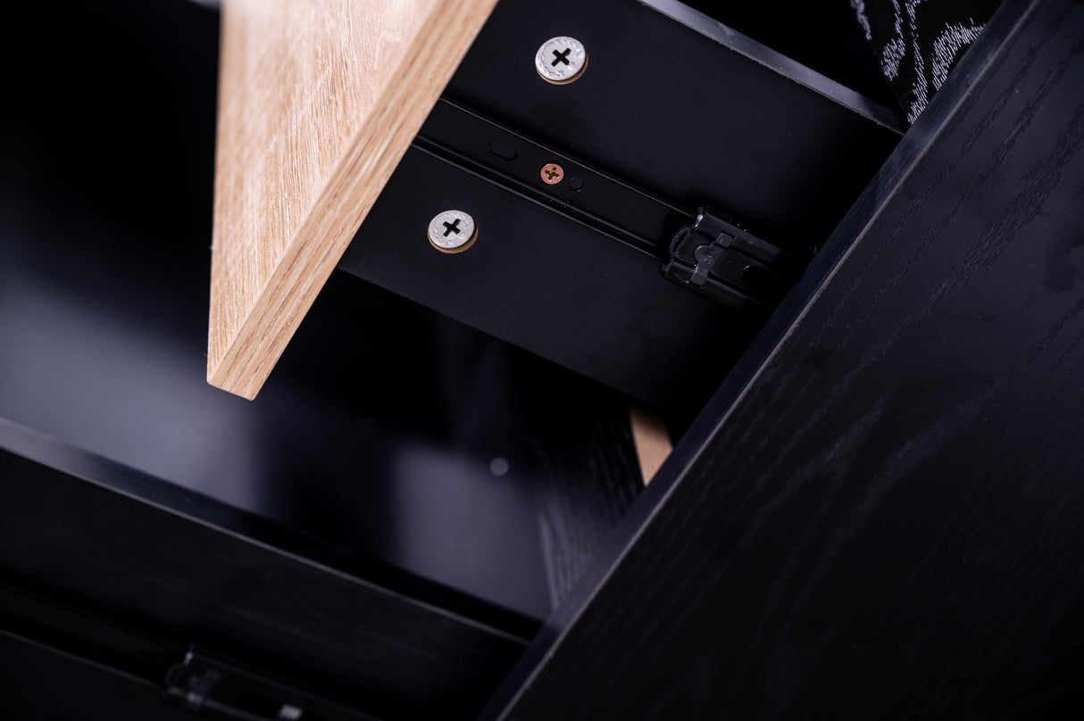 Woodsy Bedside Table Black + Oak