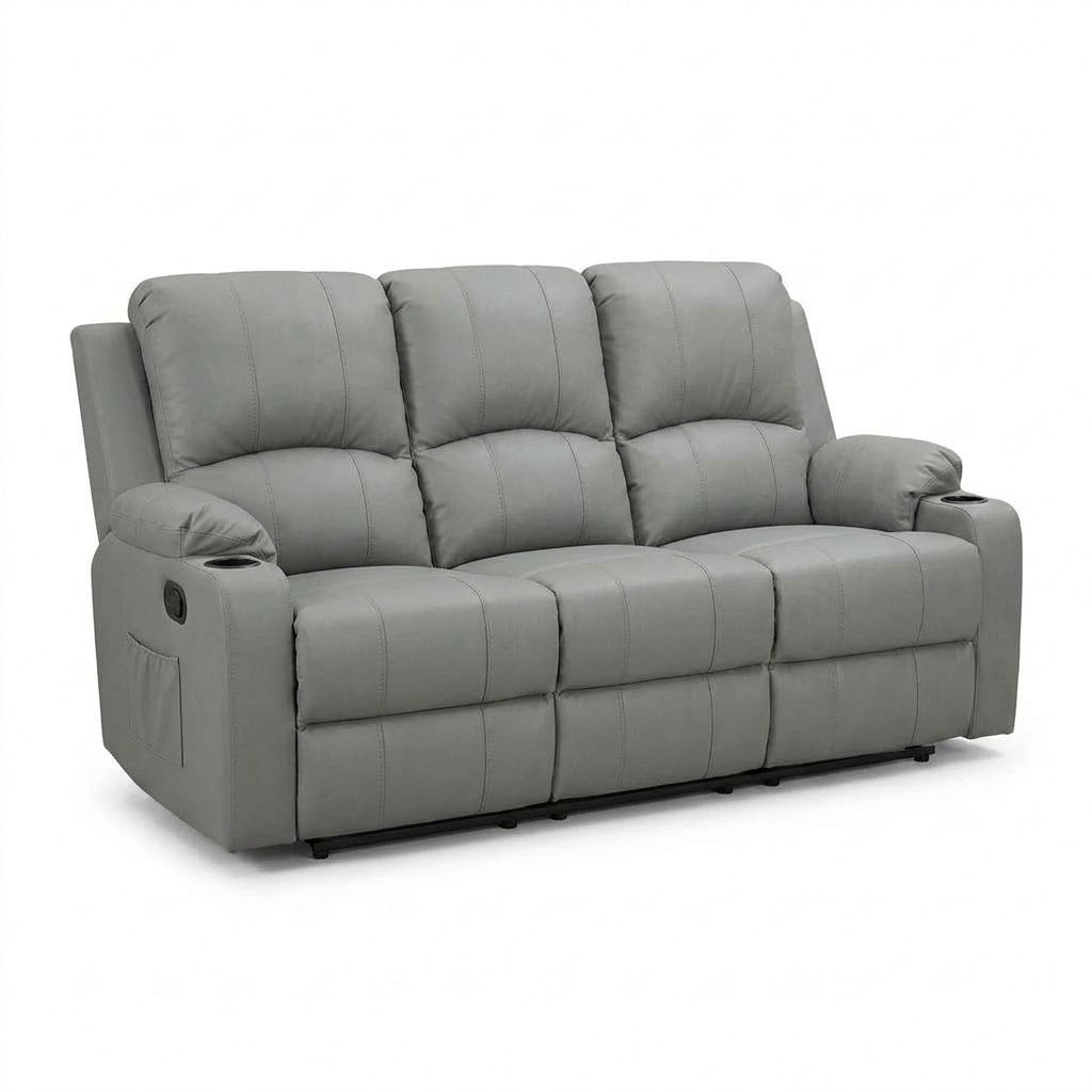 Cyril Recliner 3 seater PVC Light Grey