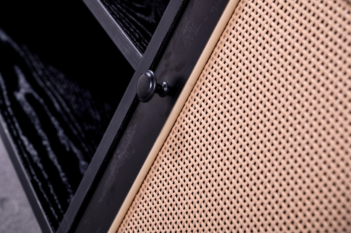 Oslo Entertainment Unit Black with Oak Doors