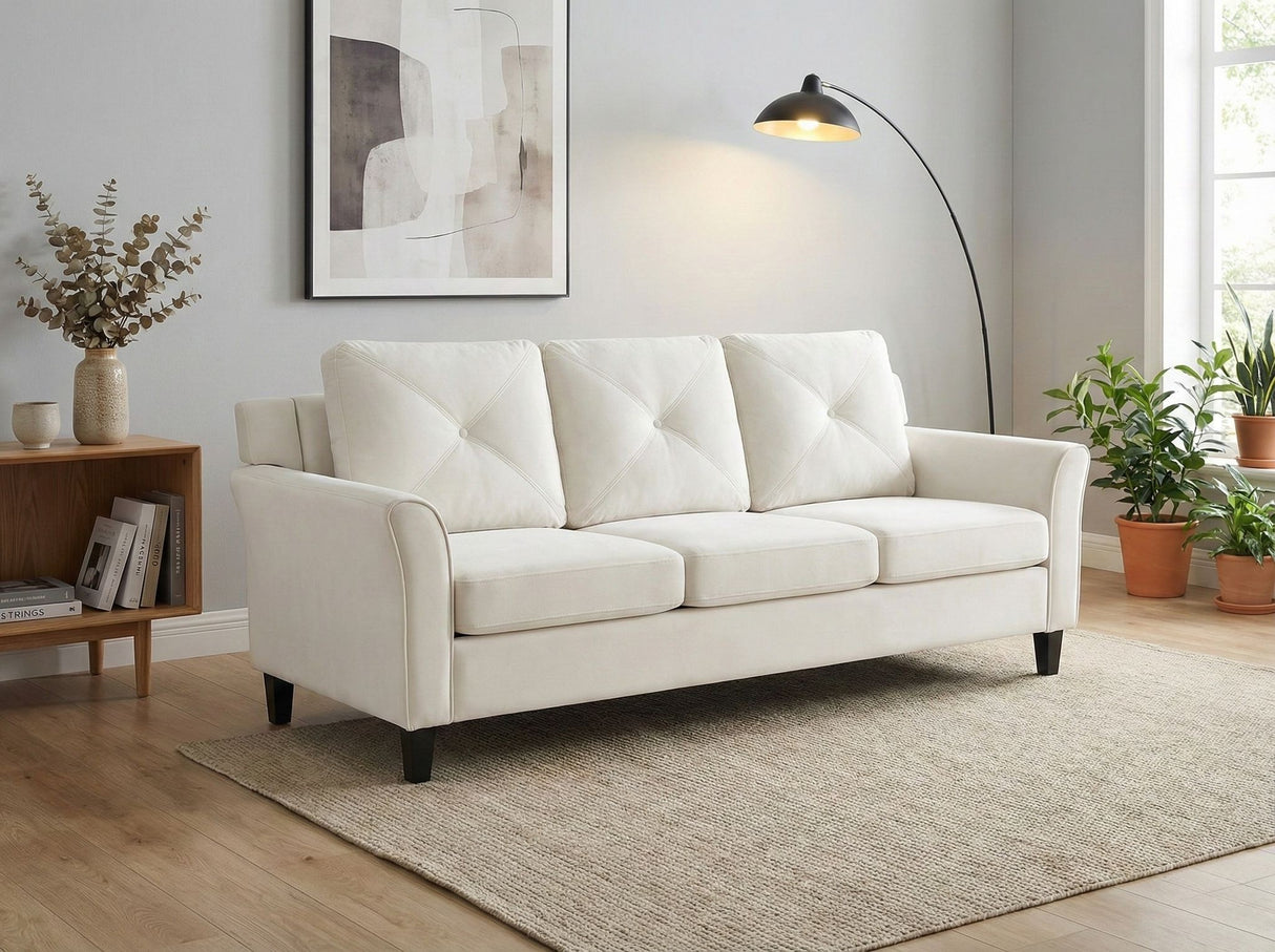 Neeve 3 Seater Sofa Velvet Cream