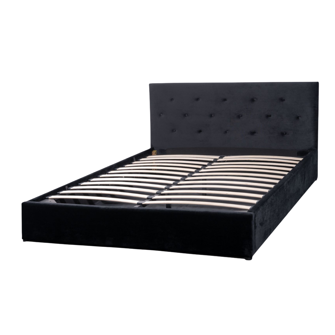 Pilkington Fabric Bed Frame with massive storage Black Velvet Queen