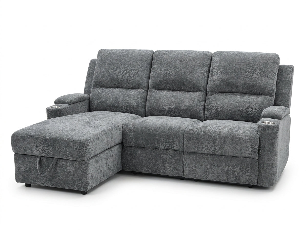 The Aston 3-Seater Reclining Chaise Lounge with Storage