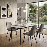 Astrid Gloss Marble-Look Dining Table - Whie / Black