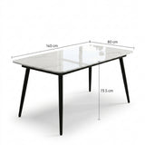 Astrid Gloss Marble-Look Dining Table - Whie / Black
