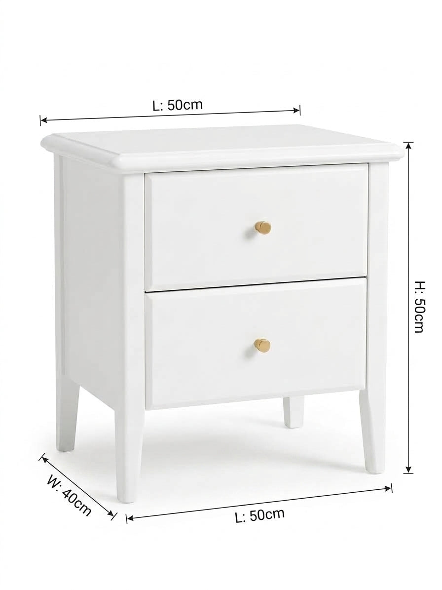 Clara 2-Drawer Bedside Table - White