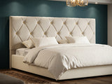 Malfroy Bed Frame Beige Velvet Queen