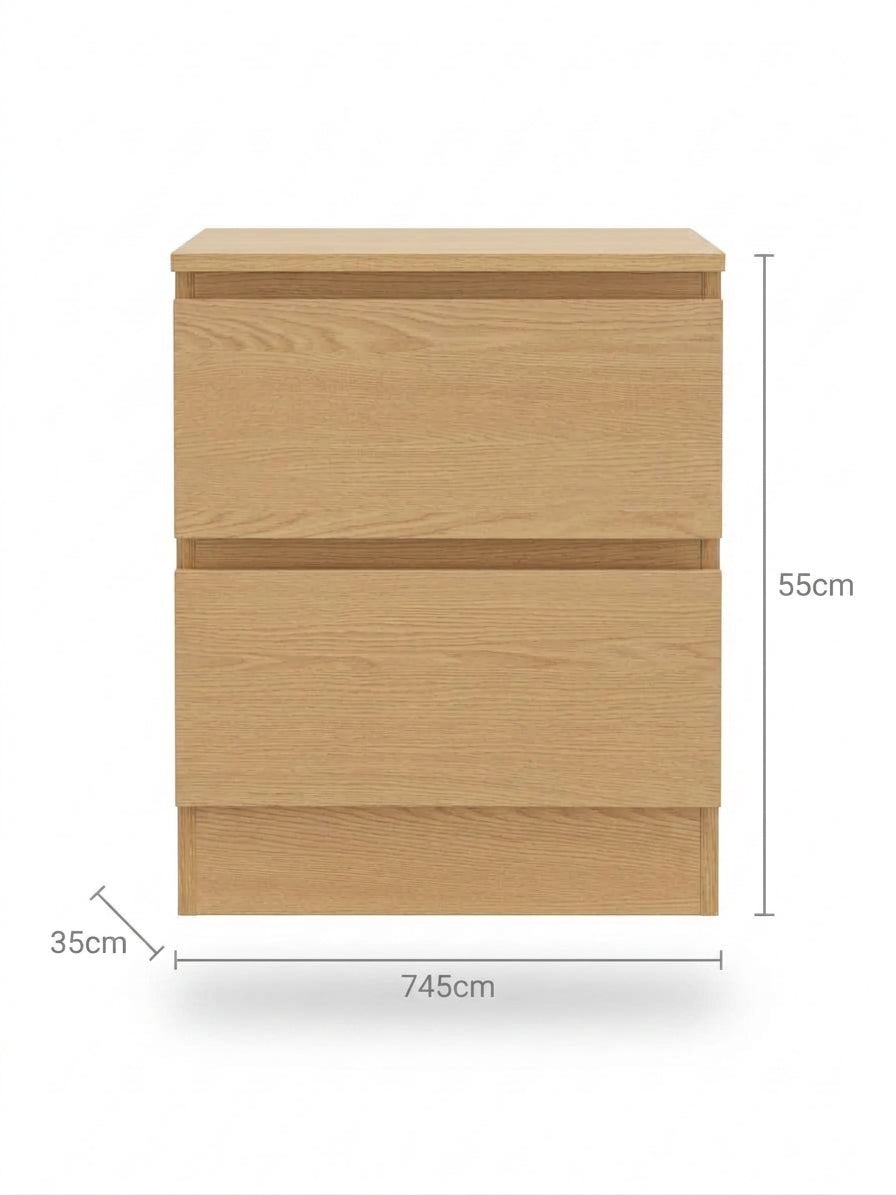 Element 2-Drawer Oak Bedside Table