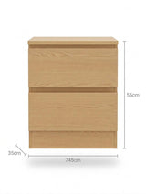 Element 2-Drawer Oak Bedside Table