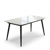 Astrid Gloss Marble-Look Dining Table - Whie / Black