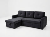 DISPLAY - Hogan Button Sofa Bed Velvet Black
