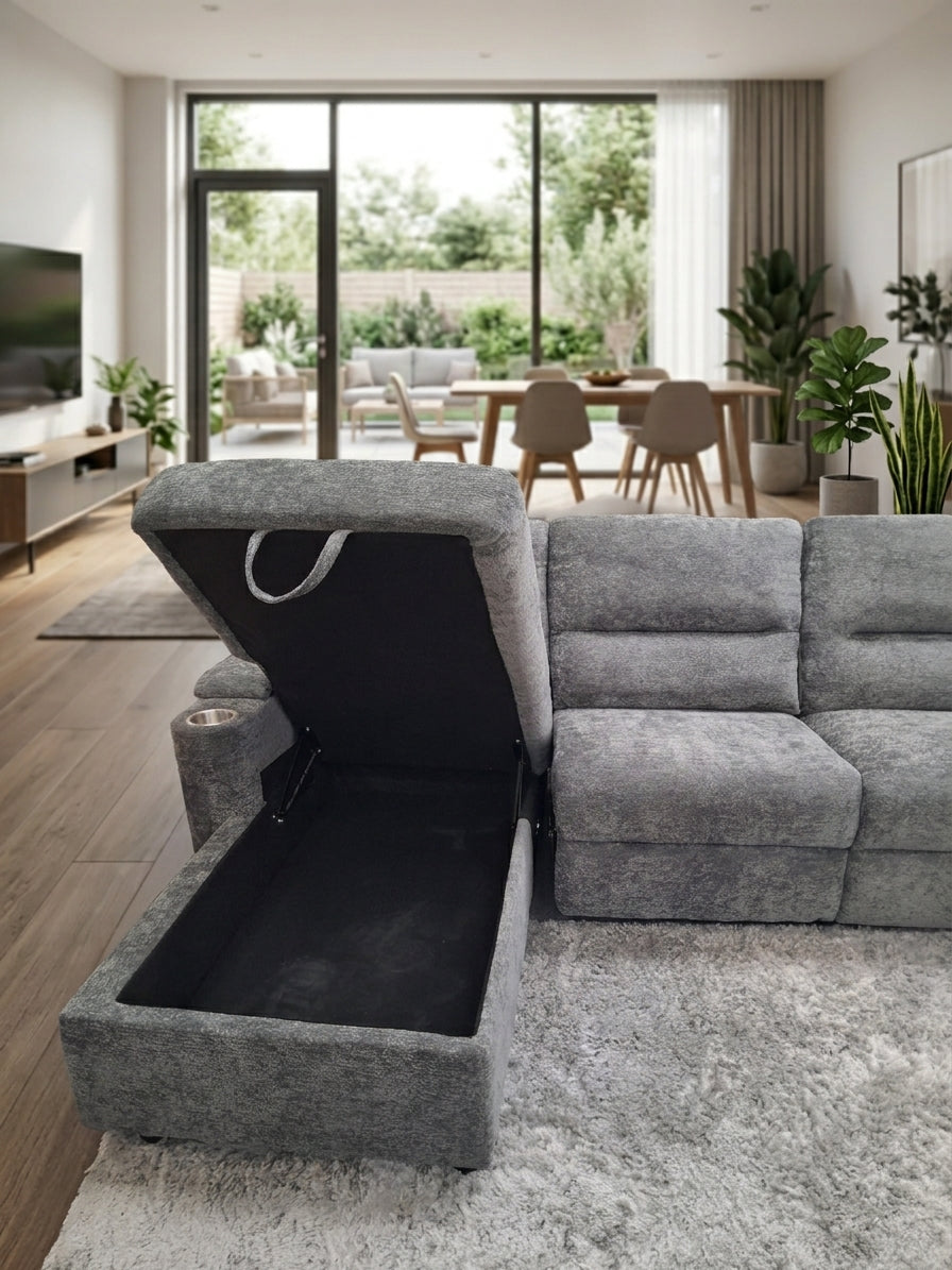 The Aston 3-Seater Reclining Chaise Lounge with Storage