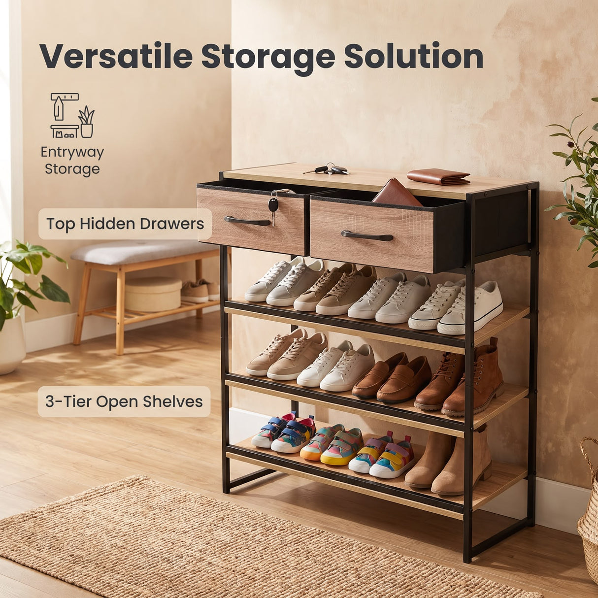 Metro Iron & Wood 5-Tier Shoe Rack
