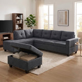The Mercer Modular Corner Sofa with Storage Ottoman - Grey - Right