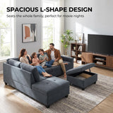 The Mercer Modular Corner Sofa with Storage Ottoman - Grey - Left