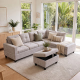 The Mercer Modular Corner Sofa with Storage Ottoman - Light Grey - Right