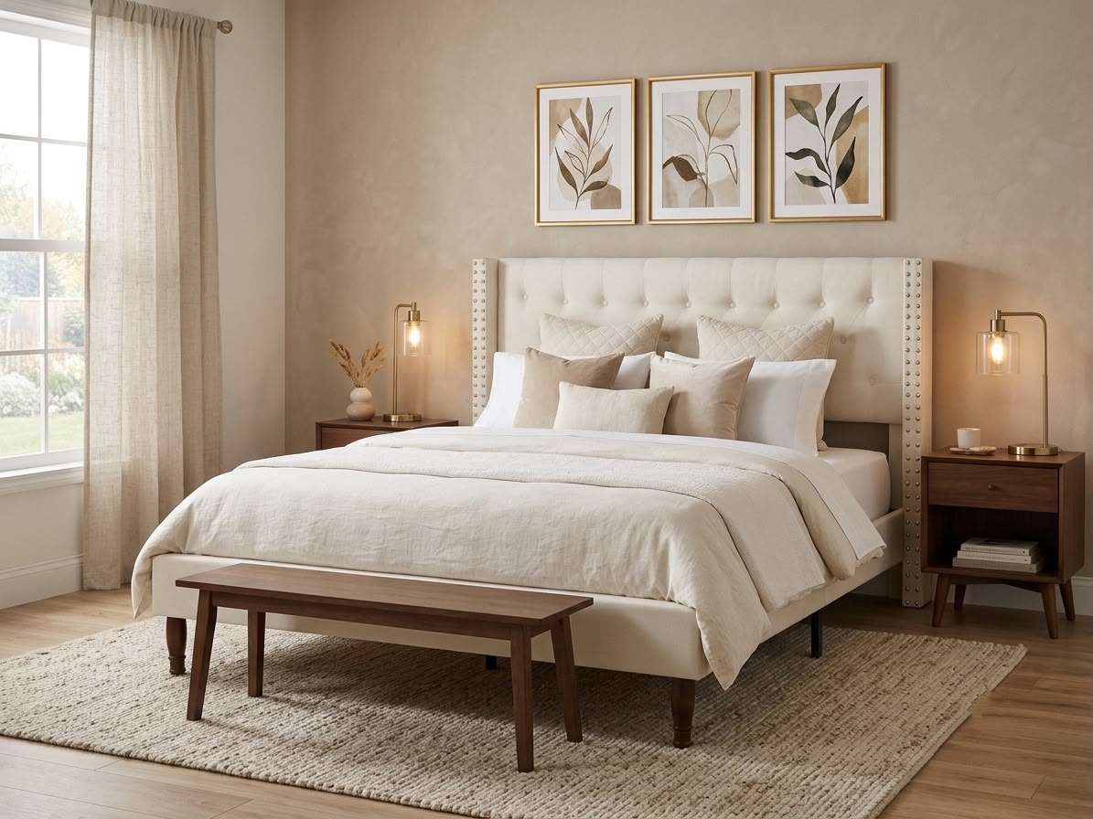 Naylor Bed Frame Beige Queen
