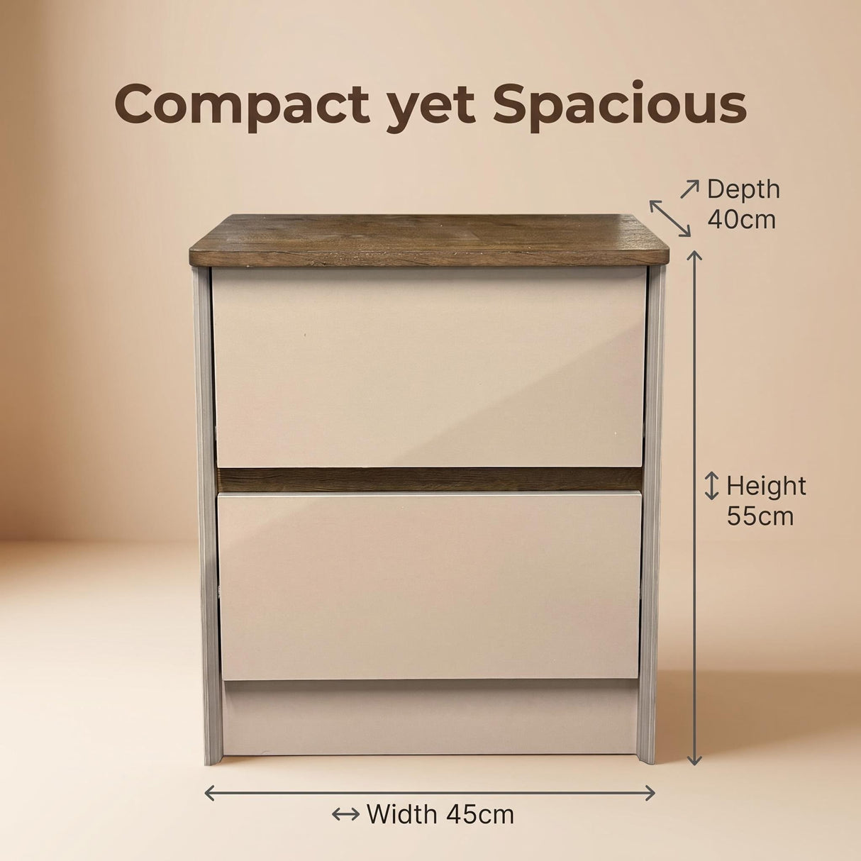 The Stockholm 2-Drawer Bedside Table