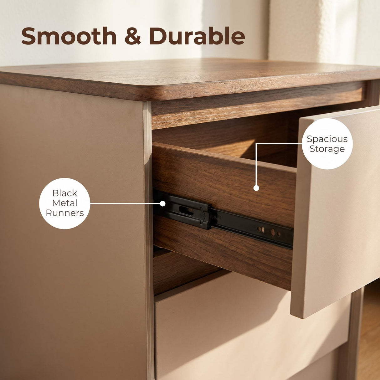 The Stockholm 2-Drawer Bedside Table