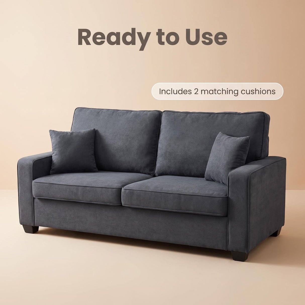 Haven Compact 2-Seater Fabric Sofa - Grey