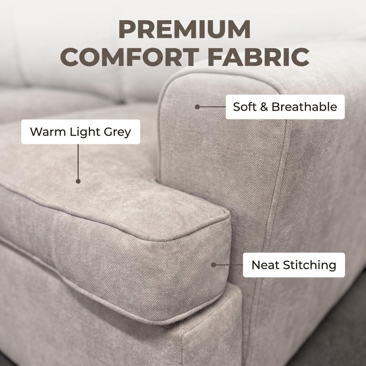 The Nest 3-Seater Sofa - Light Grey