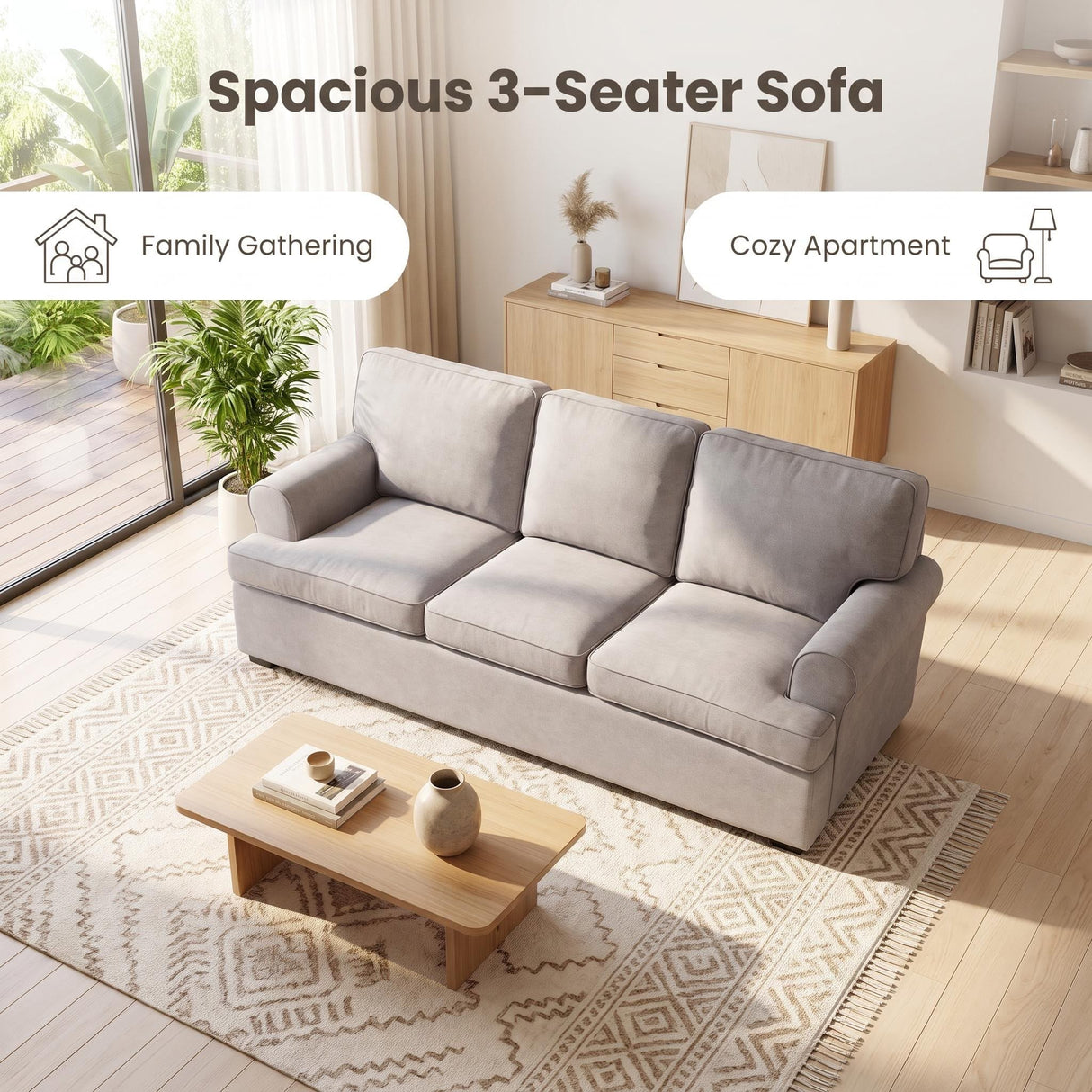 The Nest 3-Seater Sofa - Light Grey
