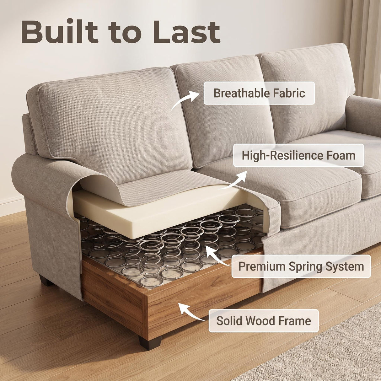 The Nest 3-Seater Sofa - Light Grey