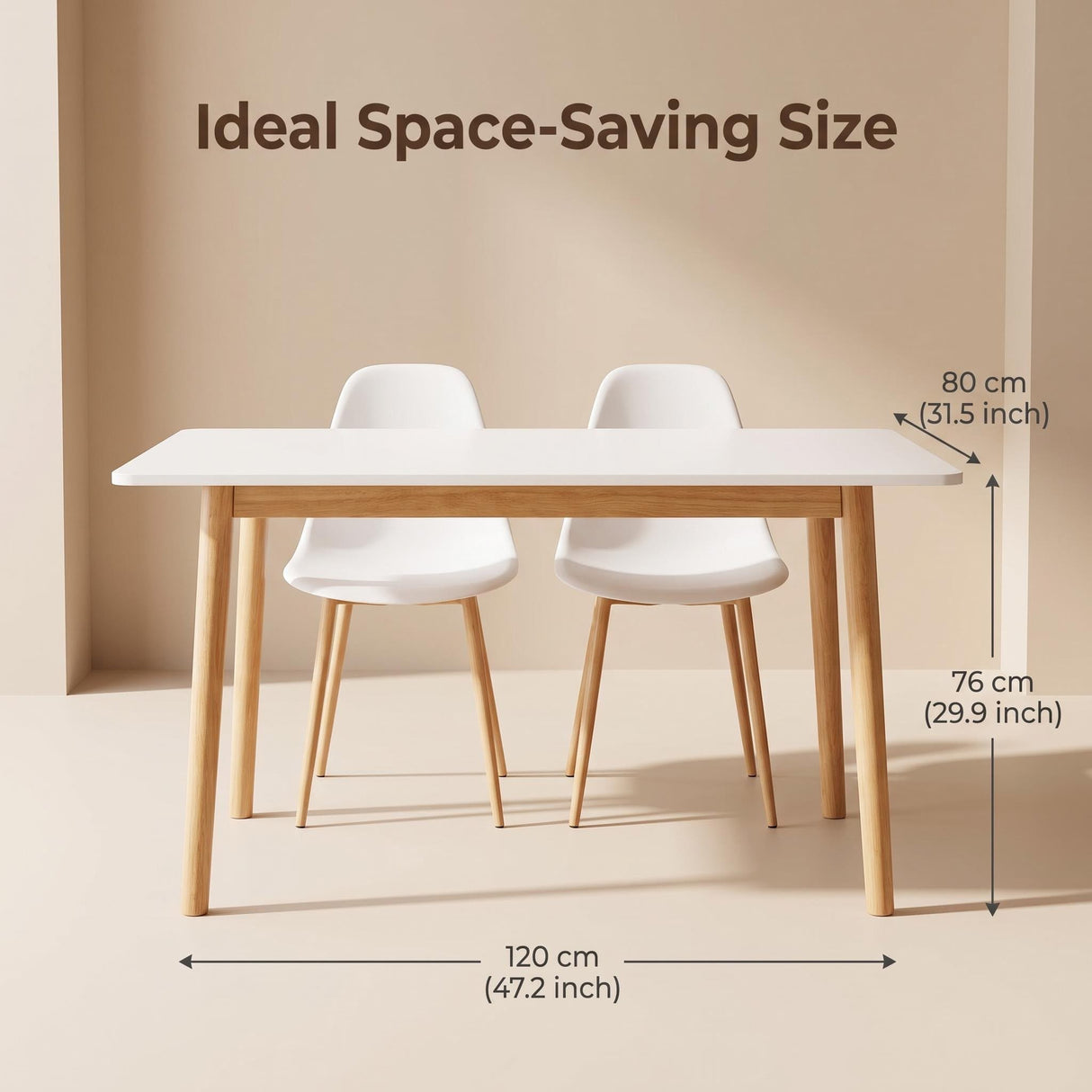 Nordic Edge Compact Dining Table - White/Oak