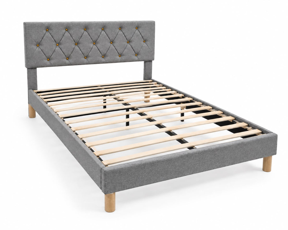 Malfroy Bed Frame Grey Velvet Queen