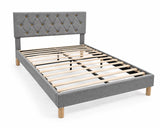 Malfroy Bed Frame Grey Velvet Queen