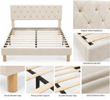 Malfroy Bed Frame Beige Velvet Queen