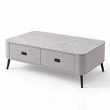 Modern Sintered Stone Coffee Table with Storage - Light Grey