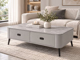 Modern Sintered Stone Coffee Table with Storage - Light Grey