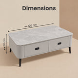 Modern Sintered Stone Coffee Table with Storage - Light Grey