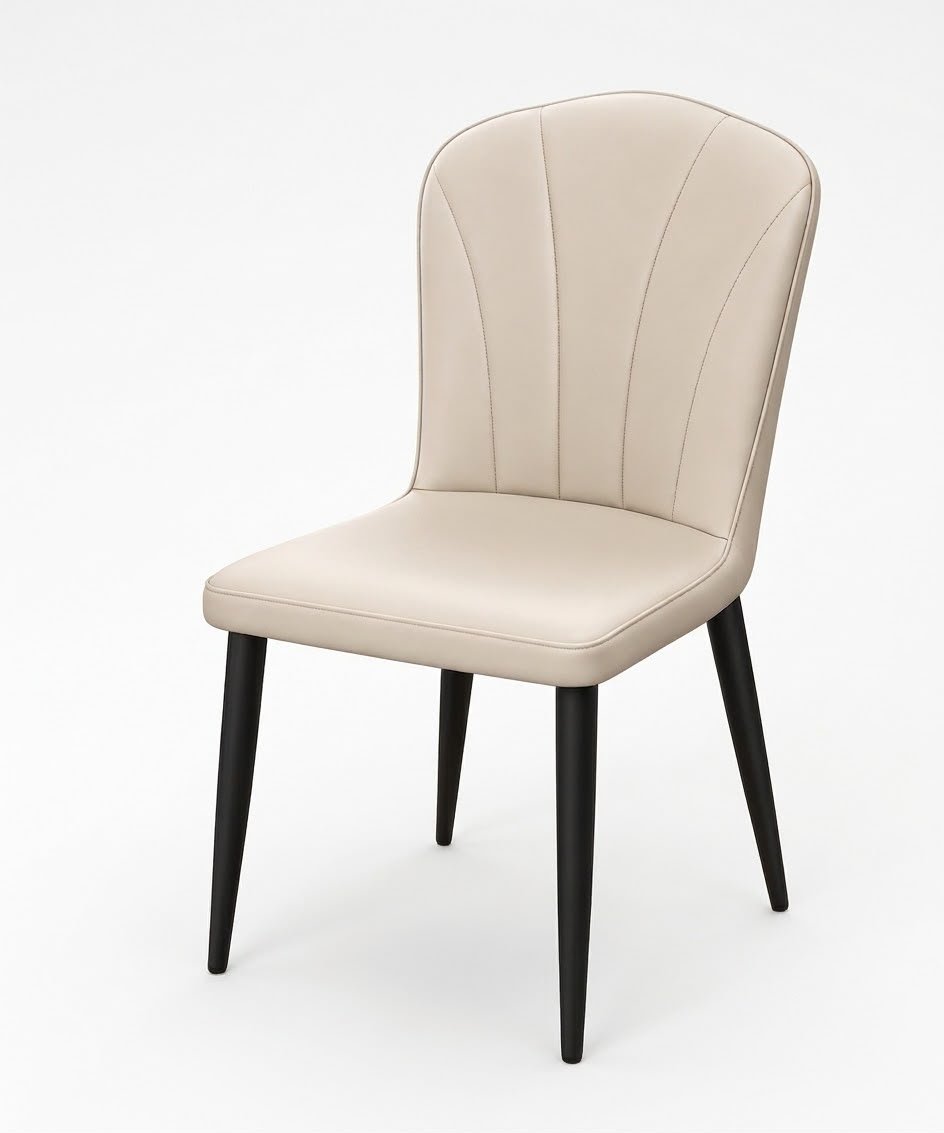 Serene Contour PU Leather Chair - Beige