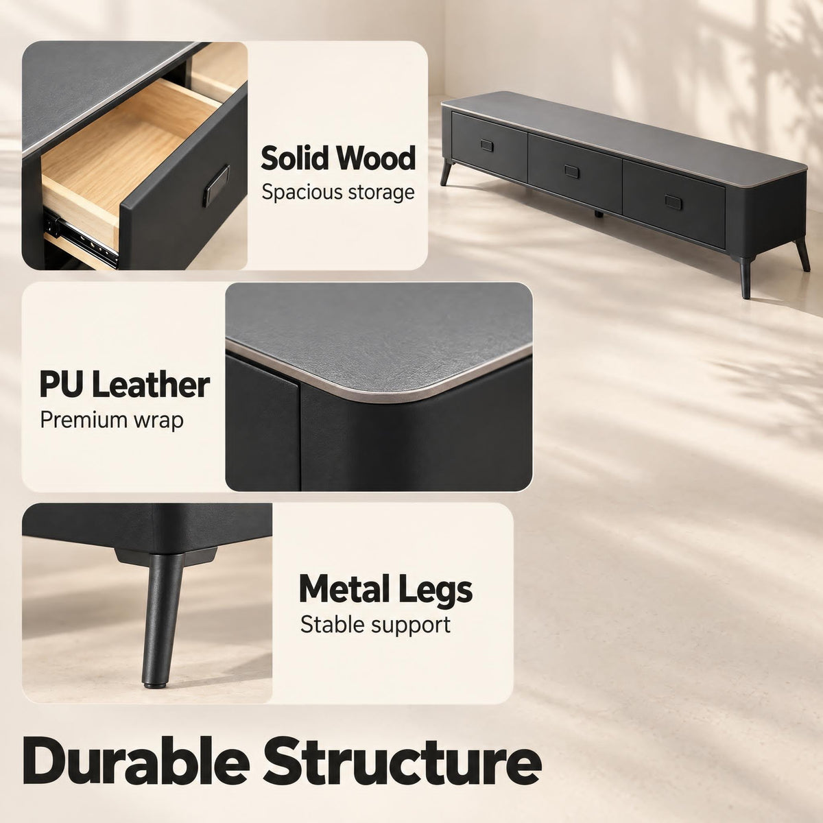 Luxe Sintered Stone TV Entertainment Unit - Black