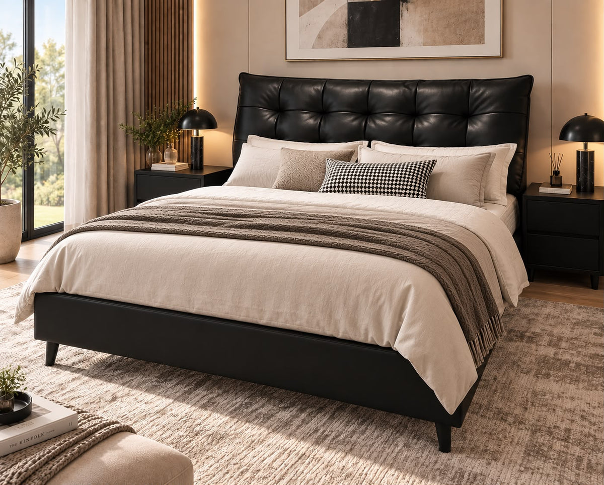 Mason Tufted Bed Frame - King Black
