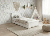 Solid Wood Trundle Bed White Single