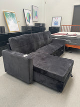 DISPLAY - Haven Reversible Pullout Sofa bed Black Velvet, Factory Second – Minor Cosmetic Imperfection