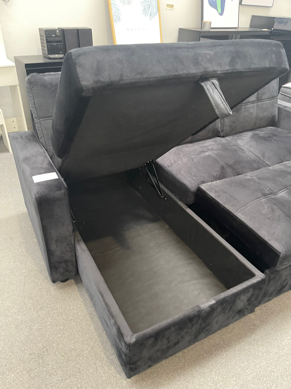 DISPLAY - Haven Reversible Pullout Sofa bed Black Velvet, Factory Second – Minor Cosmetic Imperfection