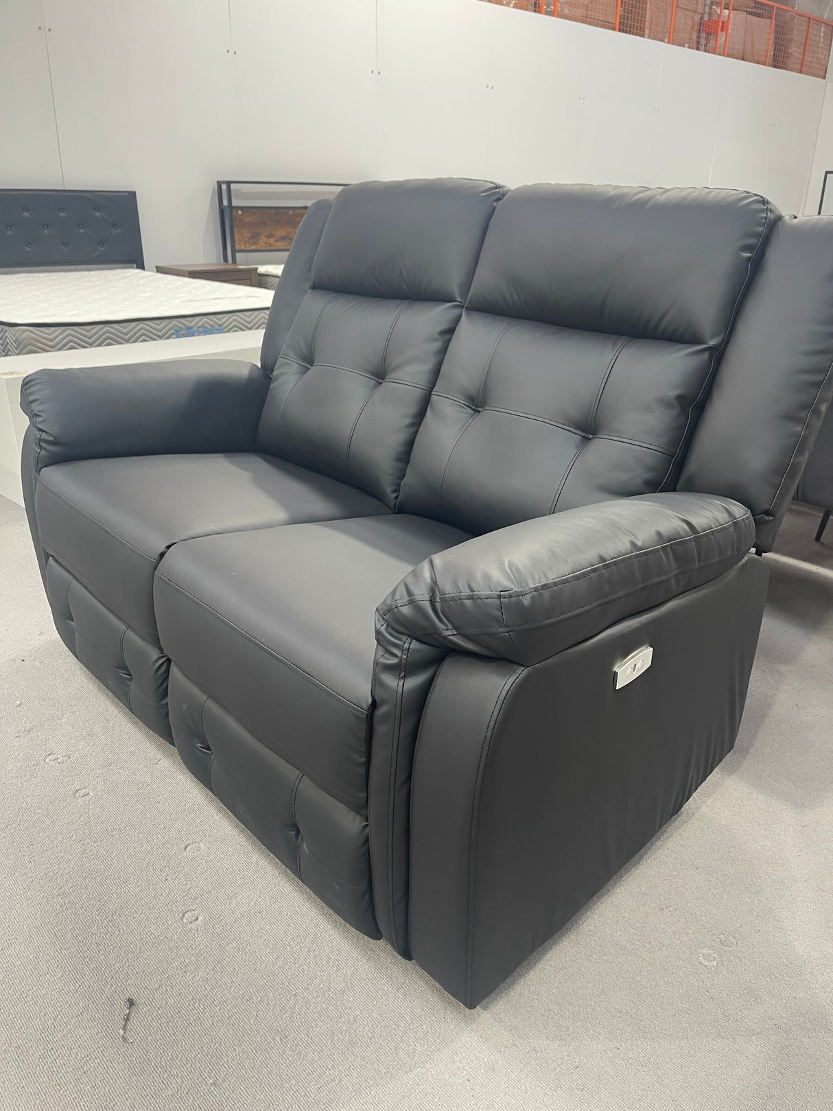DISPLAY - Volt Electric 2 Seater Recliner PVC Black (Minor Cosmetic Imperfection)
