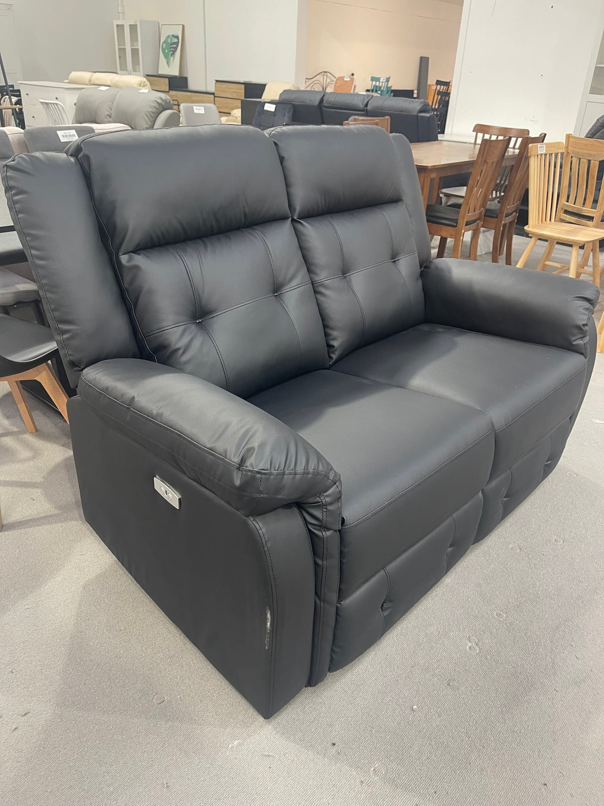 DISPLAY - Volt Electric 2 Seater Recliner PVC Black (Minor Cosmetic Imperfection)