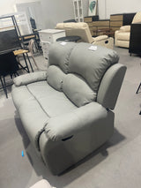 DISPLAY - SX Deluxe PU Leather 2 Seater Light Grey Recliner