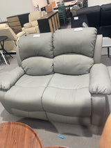 DISPLAY - SX Deluxe PU Leather 2 Seater Light Grey Recliner