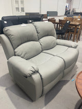 DISPLAY - SX Deluxe PU Leather 2 Seater Light Grey Recliner