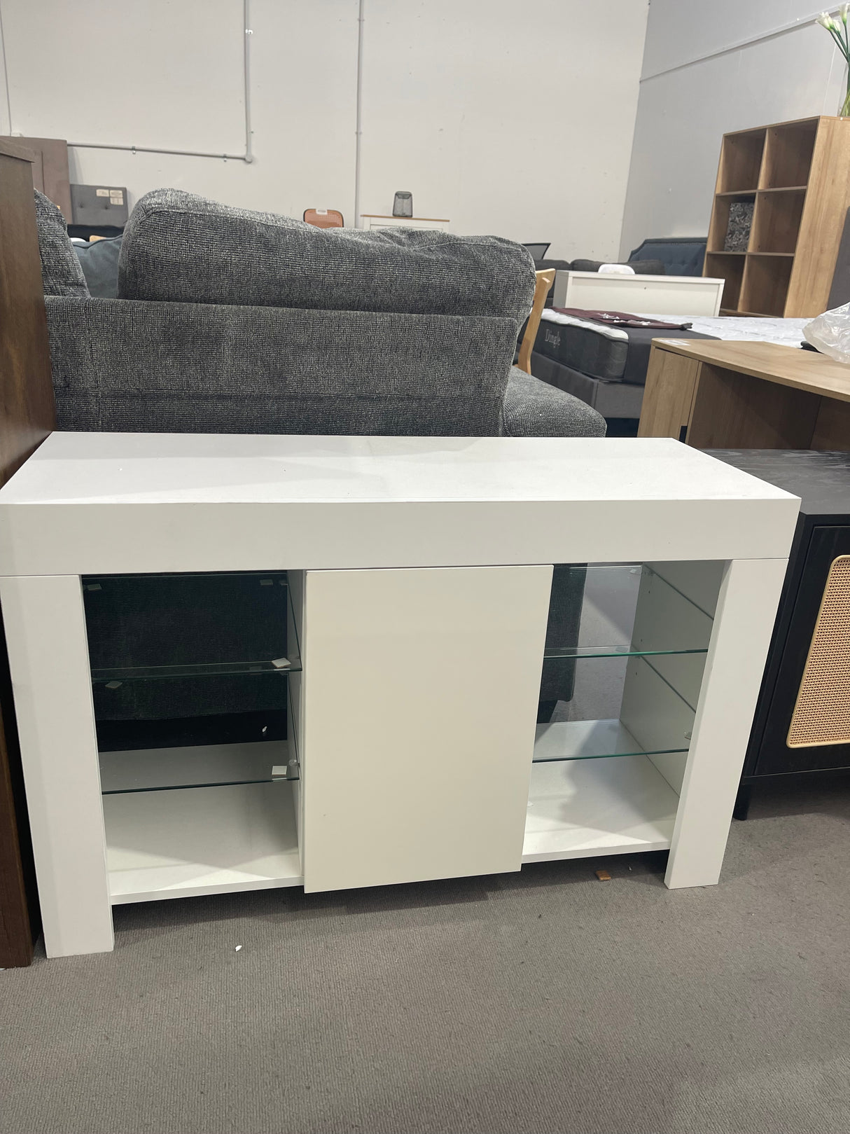 DISPLAY - Sideway' LED BookShelf /Sideboard White Gloss