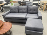 DISPLAY - Koa Sectional L Shape Sofa Dark Grey with buttons (SCUFFS/MARKS/STAINS)