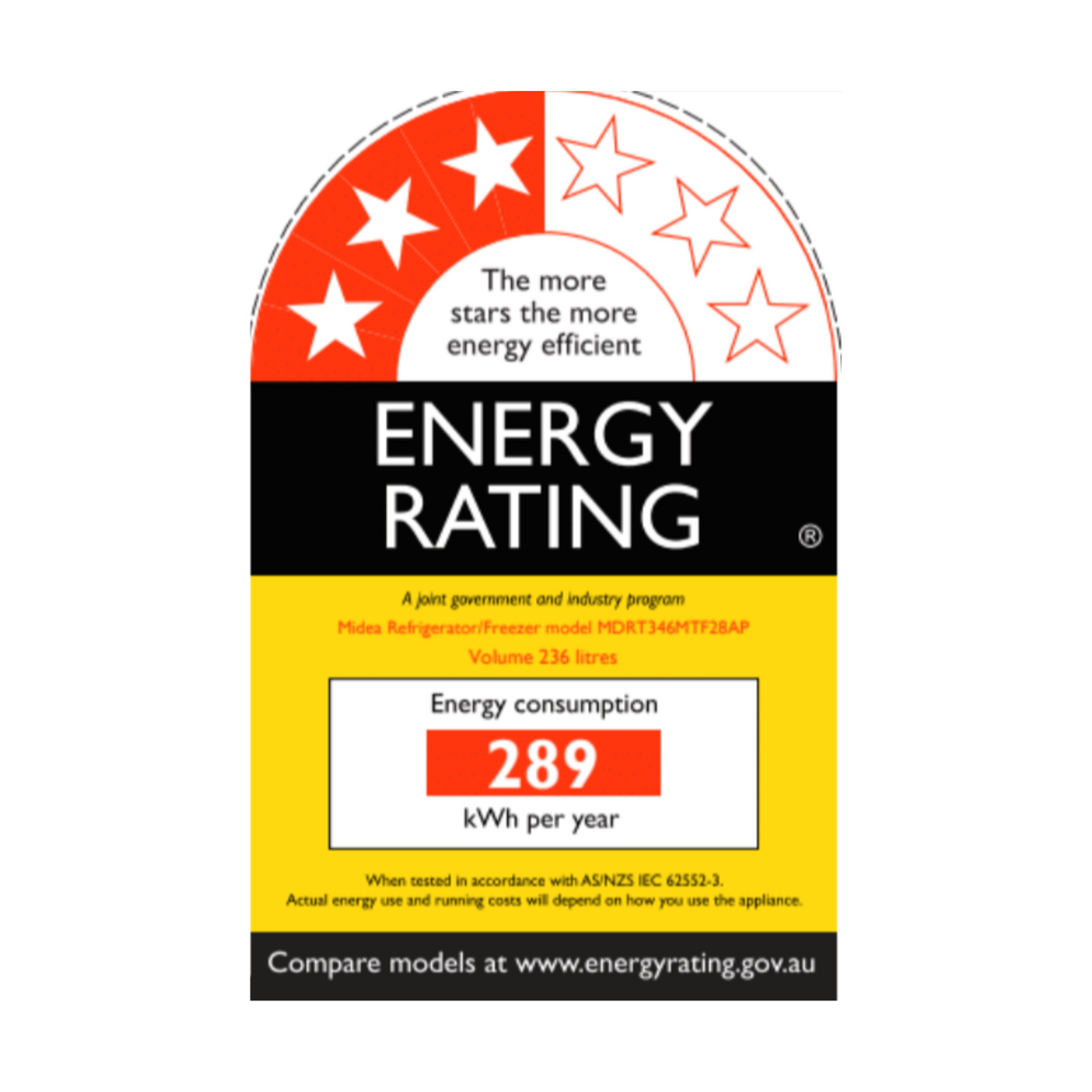 Midea 236L Fridge Freezer Grey Stainless Steel