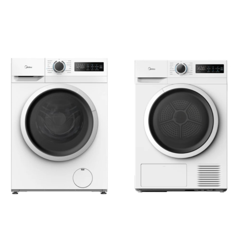 Midea White Laundry Combo - 8KG Wash Front Load Washing Machine + 8kg Heat Pump Dryer