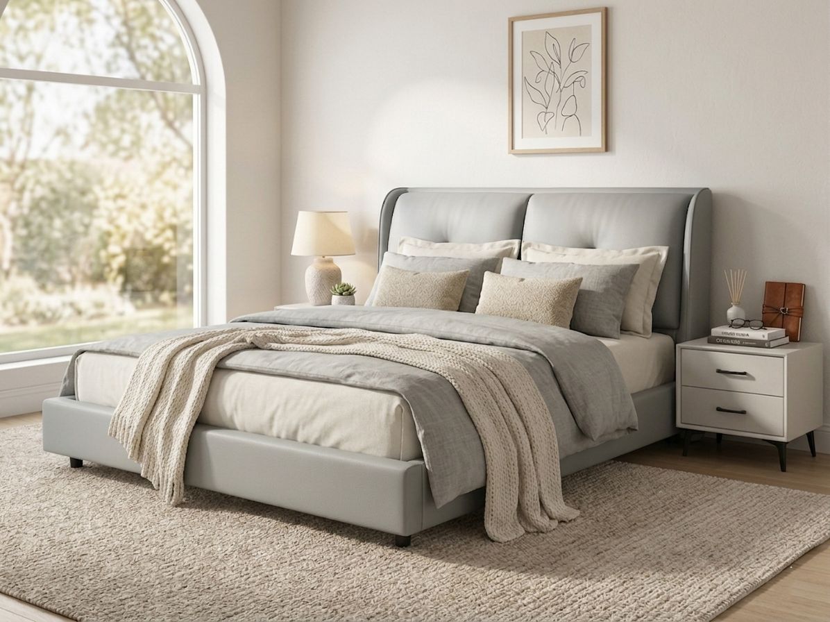 Allenby Leather Queen Light Grey